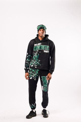 “ Pine Green “ Paint Splat Sweatsuit & Beanie